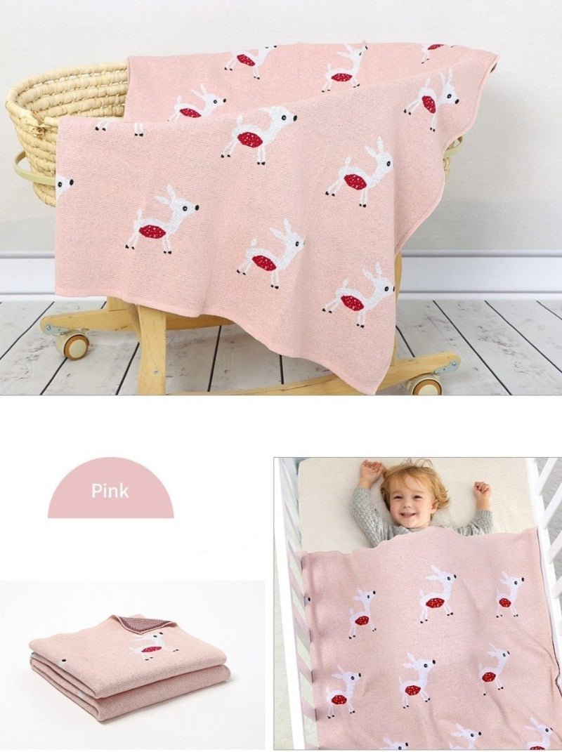 Little Fawn Baby Children's Cotton Knitted Blanket - Just Kidding Store