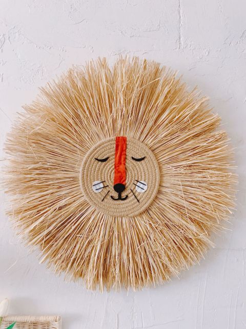 Hand Woven Lion Head -  Hanging Animal Ornament - Just Kidding Store