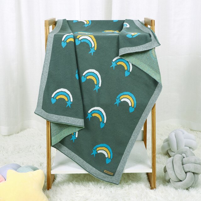Rainbow Baby Children Cotton Knitted Blanket - Just Kidding Store