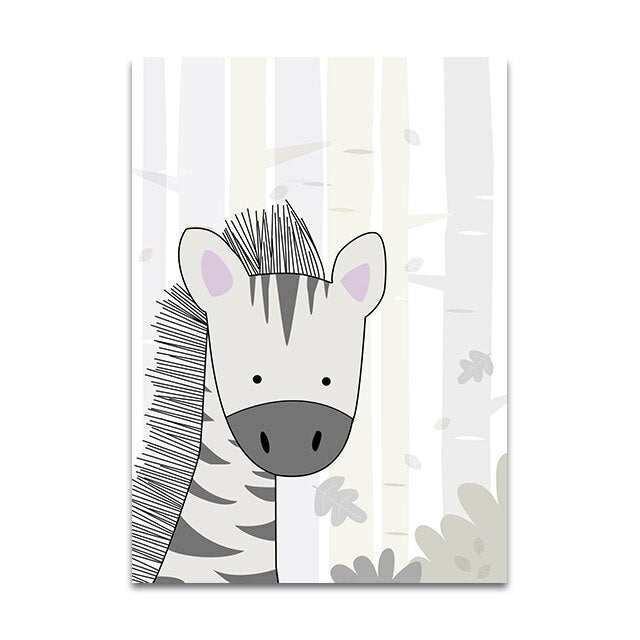 Nursery Canvas Wall Art - Zebra, Hippo, Giraffe, Lion, Crocodile, Monkey - Just Kidding Store