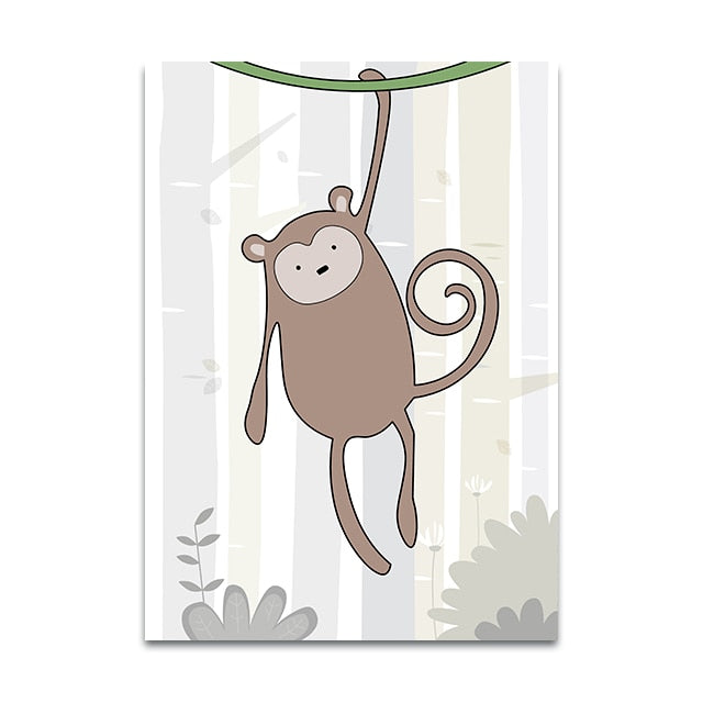 Nursery Canvas Wall Art - Zebra, Hippo, Giraffe, Lion, Crocodile, Monkey - Just Kidding Store