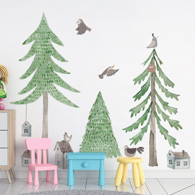 Nordic Nursery Forest Wall Decal Pine Tree Stickers - Just Kidding Store