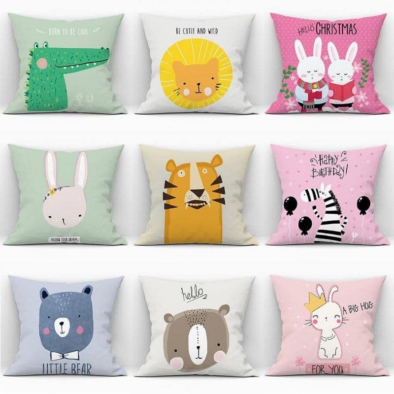 Cartoon Animal Cushion Cover - Throw Pillows Case - Just Kidding Store