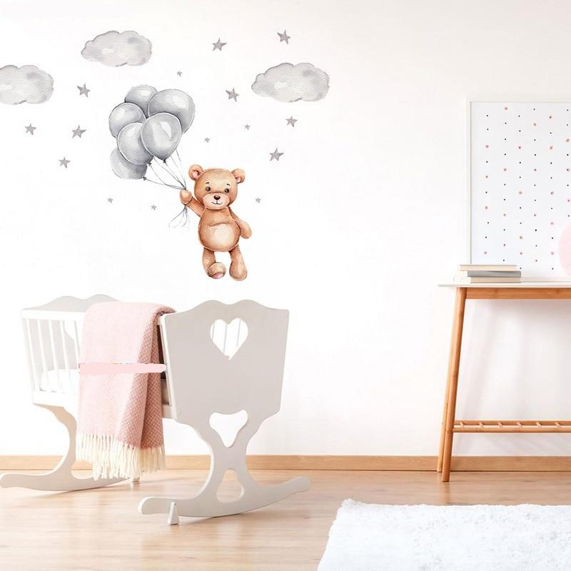 Balloon Teddy Bear Nursery Wall Decal - Just Kidding Store