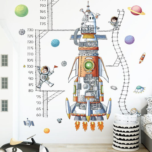 Space Rocket Height Measure Wall Decal Growth Chart Sticker - Just Kidding Store