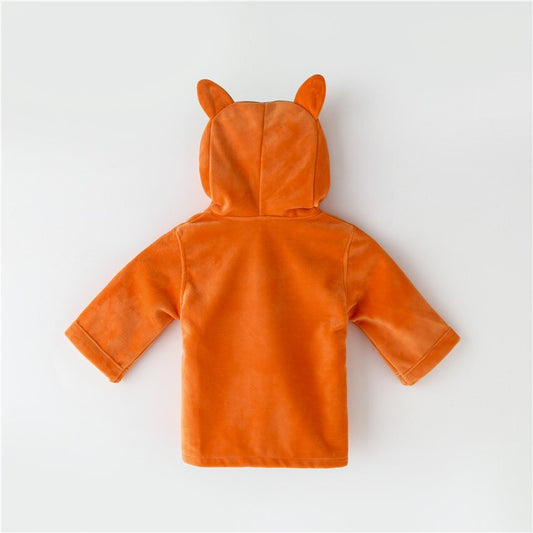 Baby Bamboo Fiber Hooded Bathrobe - Orange Fox - Just Kidding Store
