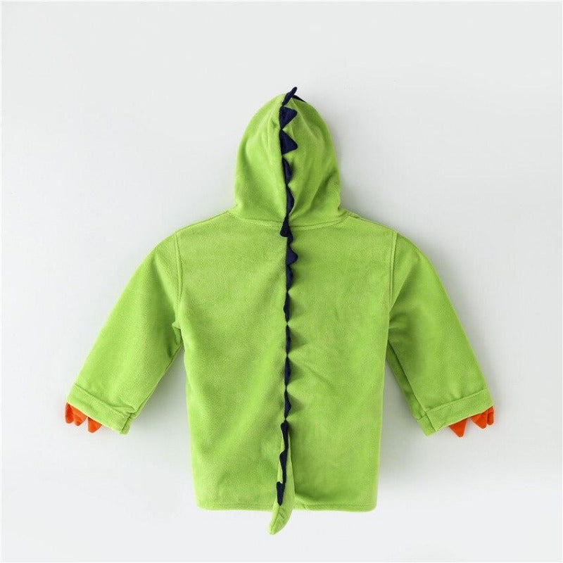 Baby Bamboo Fiber Hooded Bathrobe Green Dinosaur - Just Kidding Store