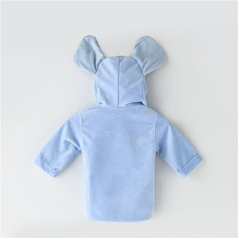 Baby Bamboo Fiber Hooded Bathrobe Blue Elephant - Just Kidding Store
