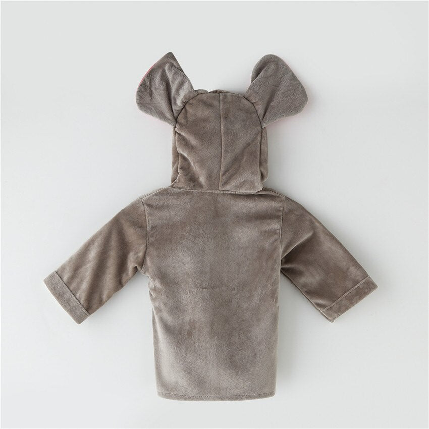 Baby Bamboo Fiber Hooded Bathrobe Brown Elephant - Just Kidding Store