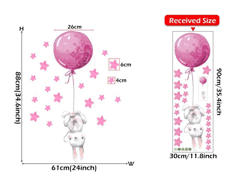 Balloon Bunny Wall Decals - Nursery Wall Stickers - Just Kidding Store