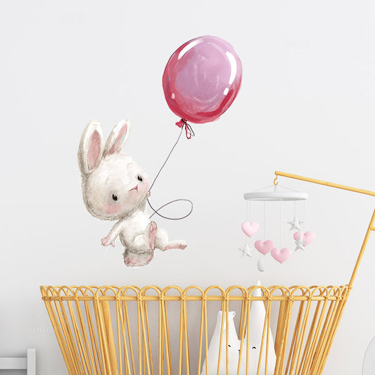 Balloon Bunny Wall Decals - Nursery Wall Stickers - Just Kidding Store