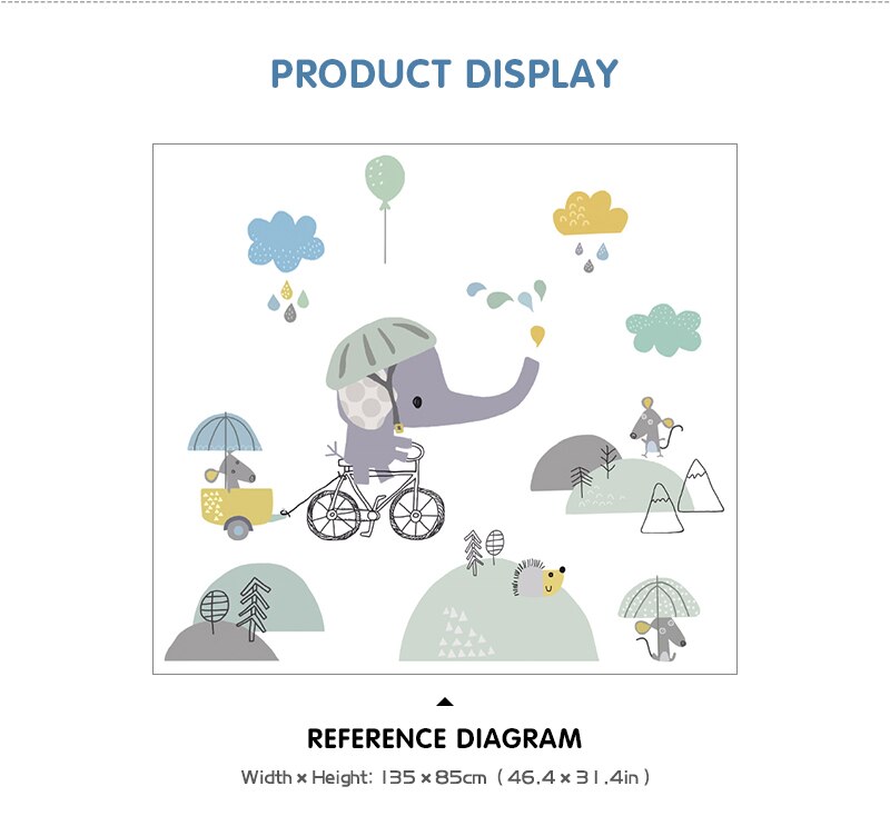 Baby Elephant Riding Bicycle Nursery Wall Decal - Just Kidding Store