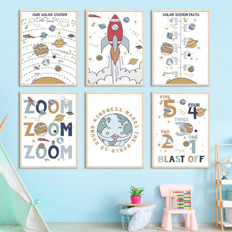 Solar System Canvas Wall Art - Nursery Prints - Just Kidding Store