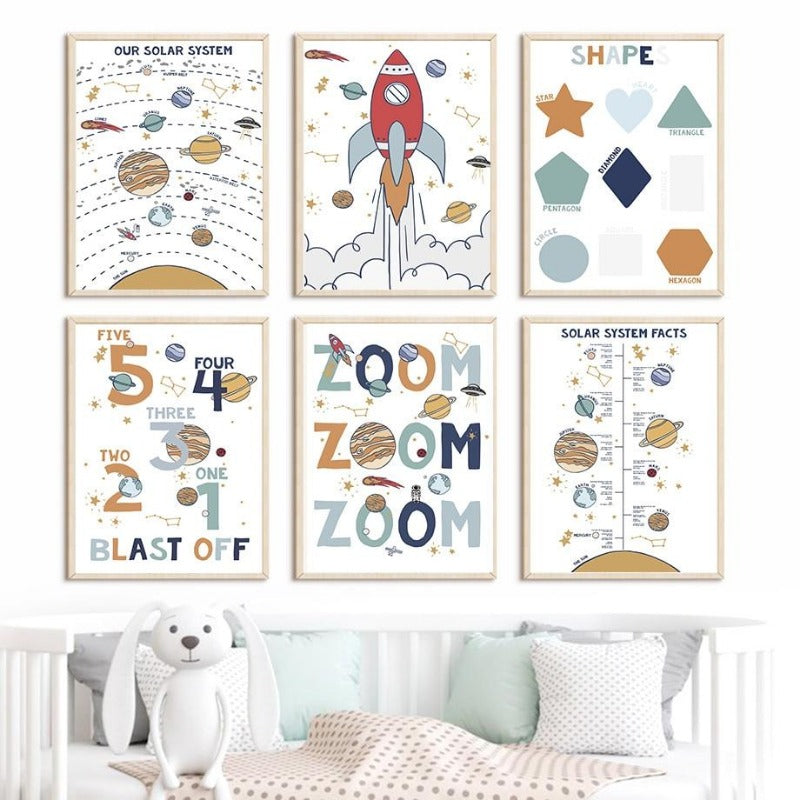Solar System Canvas Wall Art - Nursery Prints - Just Kidding Store