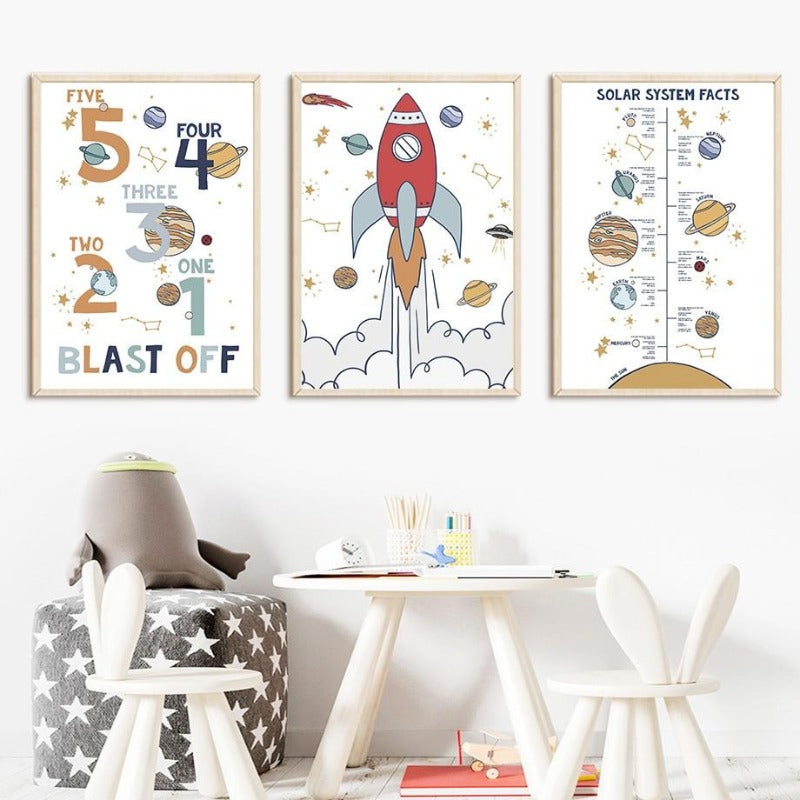 Solar System Canvas Wall Art - Nursery Prints - Just Kidding Store