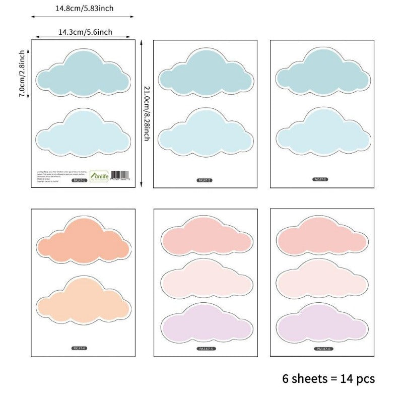 Dreamy Forest Wall Decals - Clouds Raindrop Forest Wall Stickers - Just Kidding Store