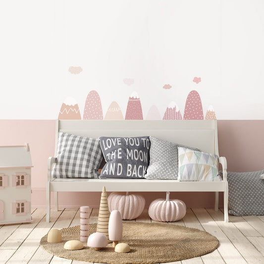 Pink Mountains Fabric Wall Stickers - Just Kidding Store