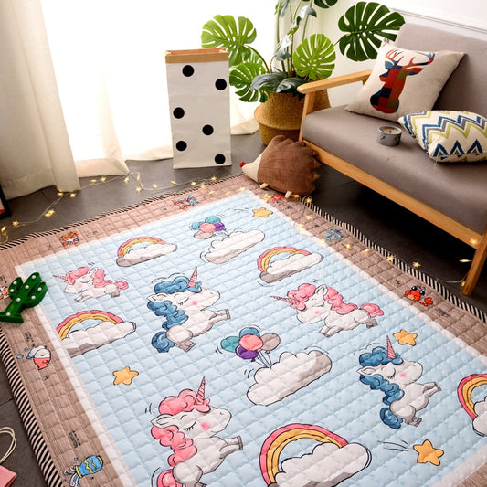 Rainbow Unicorn Play Mat - Quilted Anti Skid Carpet - Just Kidding Store