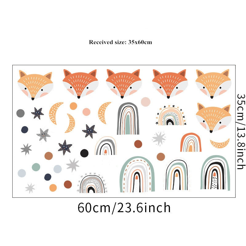 Rainbow Fox Wall Decals - Just Kidding Store