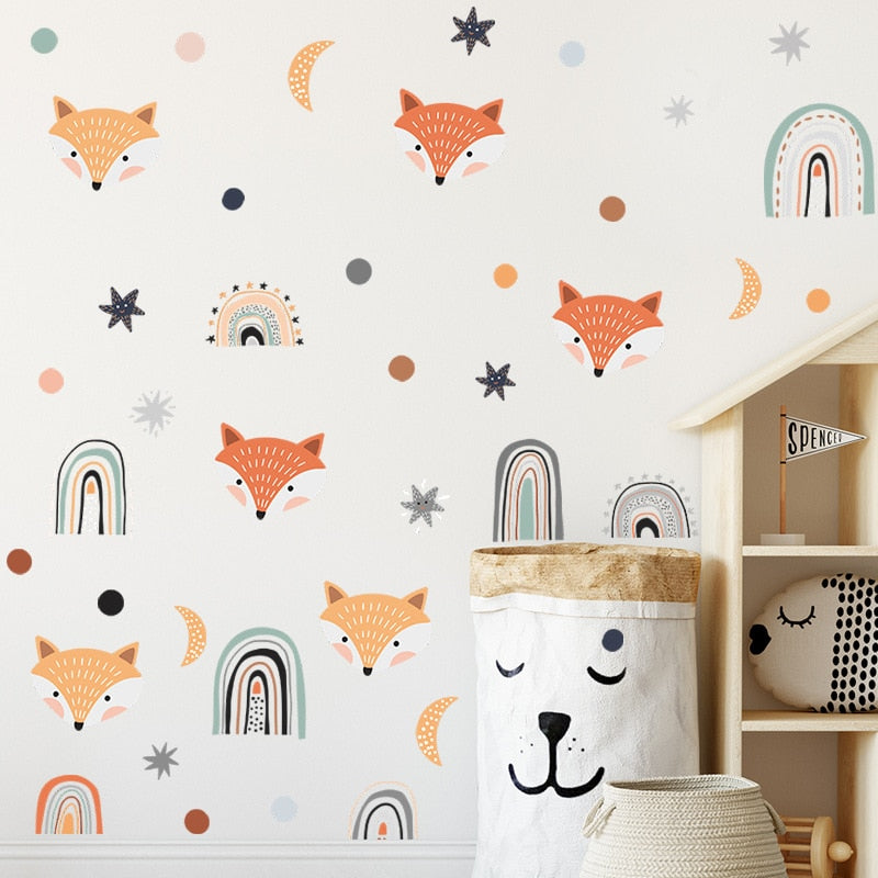 Rainbow Fox Wall Decals - Just Kidding Store