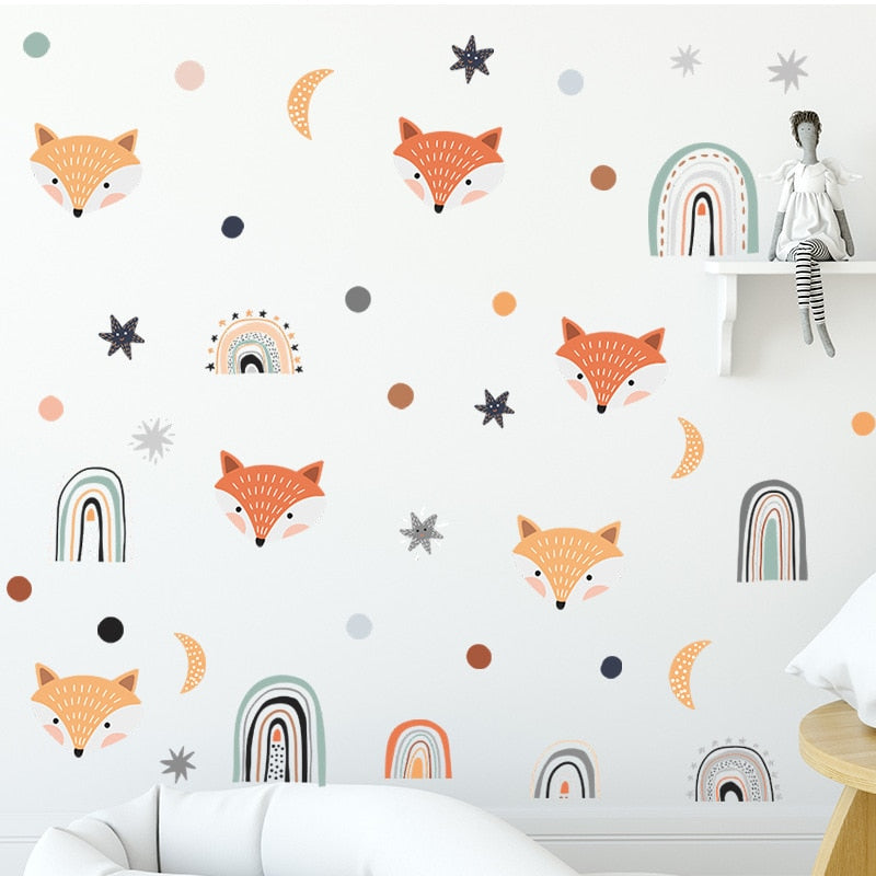 Rainbow Fox Wall Decals - Just Kidding Store