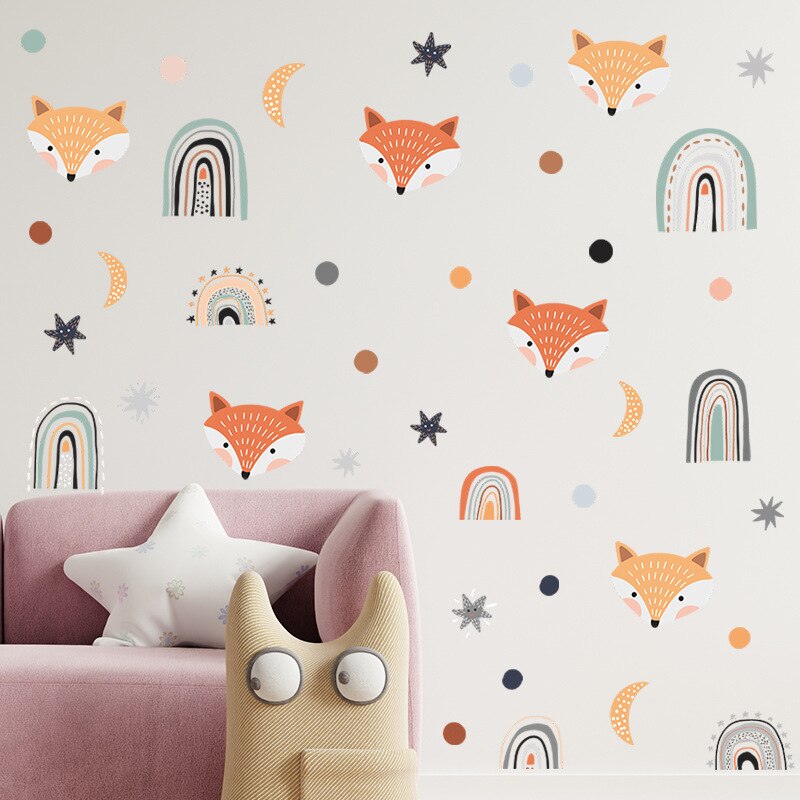 Rainbow Fox Wall Decals - Just Kidding Store