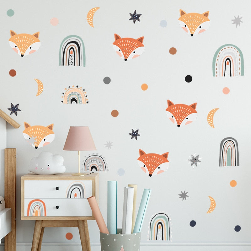 Rainbow Fox Wall Decals - Just Kidding Store