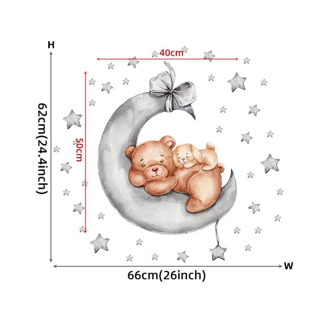 Watercolour Moon Elephant Nursery Wall Sticker Decals - Just Kidding Store