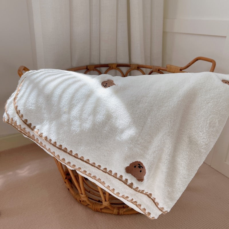 Embroidered Teddy Bear Super Soft Furry Blanket - Just Kidding Store
