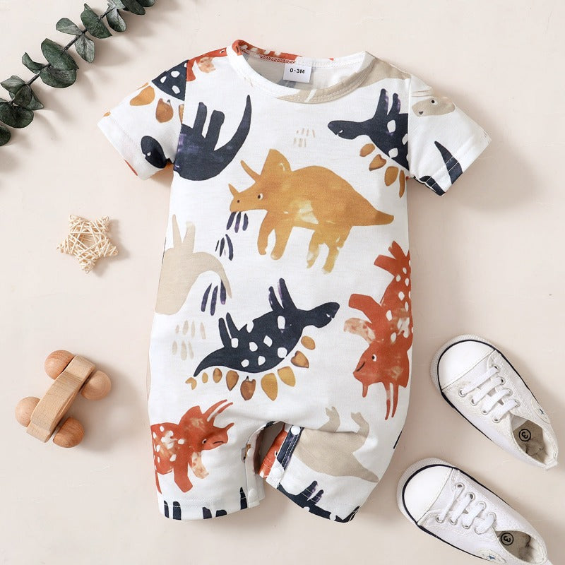 Watercolor Dinosaur Baby Toddler Summer Romper - Just Kidding Store