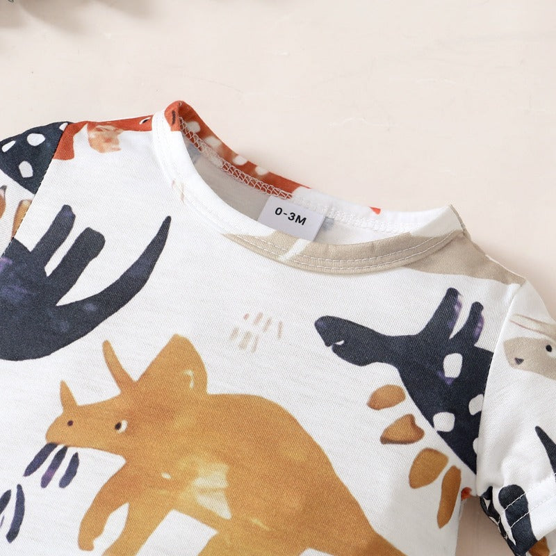 Watercolor Dinosaur Baby Toddler Summer Romper - Just Kidding Store