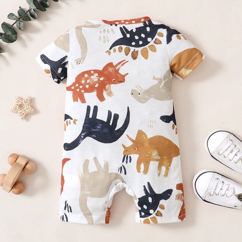 Watercolor Dinosaur Baby Toddler Summer Romper - Just Kidding Store