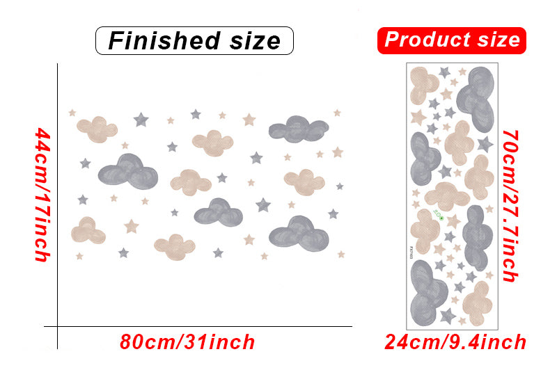 Watercolor Cloud And Stars Wall Stickers - Just Kidding Store