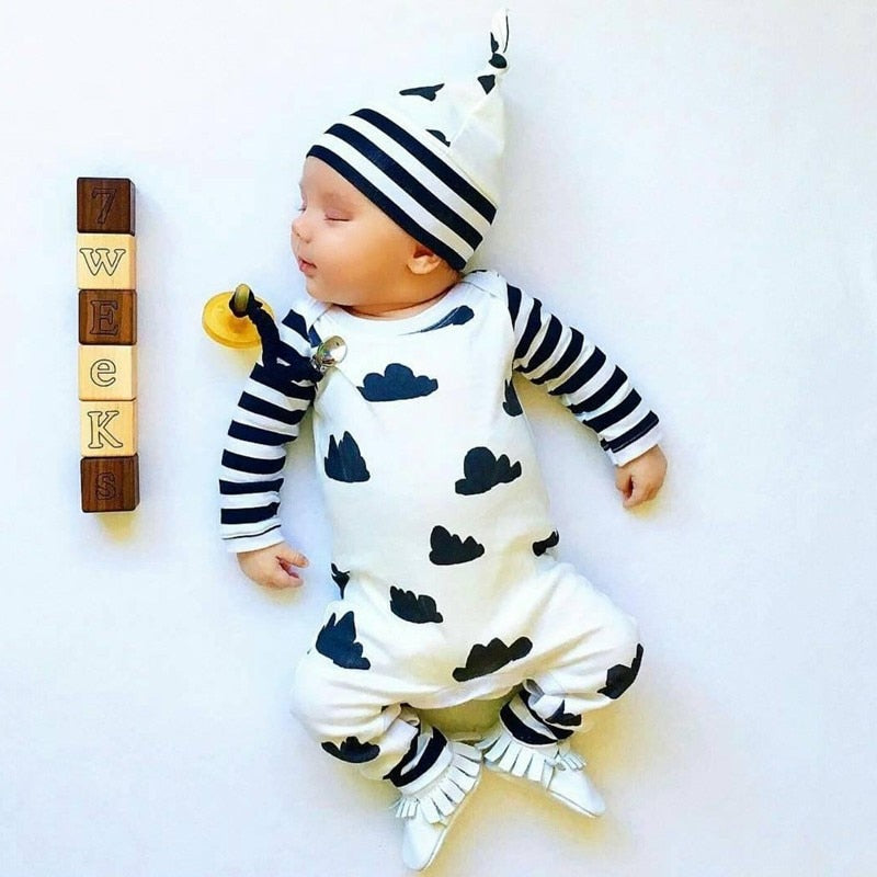 Black Clouds Baby Cotton Romper Trendy Sleepwear - Just Kidding Store