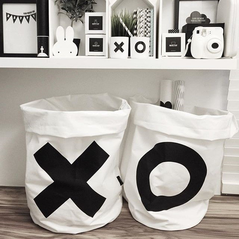 Folding Cotton Canvas Storage Bag - Nordic Style XX OO - Just Kidding Store
