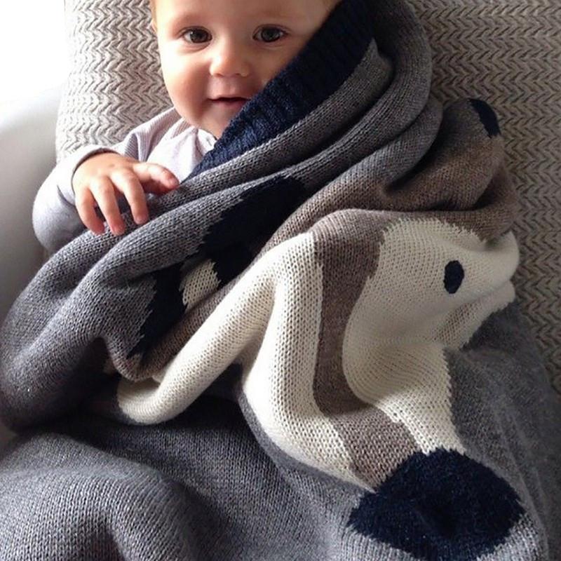 Kids Cotton Knitted Blanket - Reversible Throw Blanket - Fox