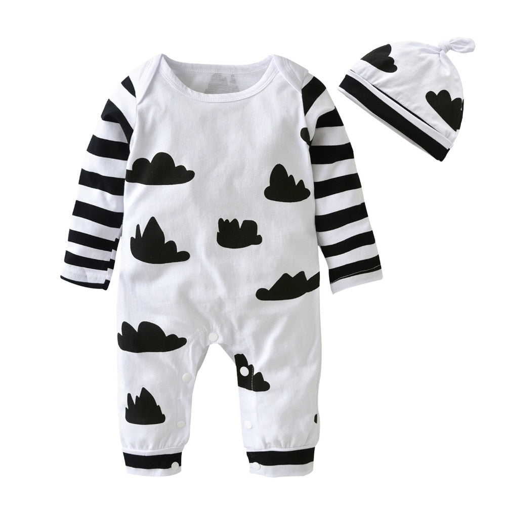 Black Clouds Baby Cotton Romper Trendy Sleepwear - Just Kidding Store
