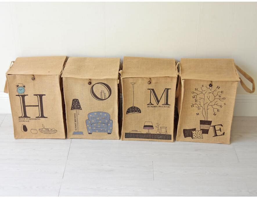 Natural Jute Linen Basket Bag - Hamper Storage H O M E - Just Kidding Store