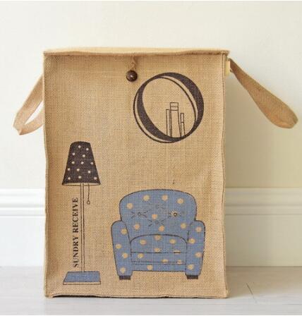 Natural Jute Linen Basket Bag - Hamper Storage H O M E - Just Kidding Store