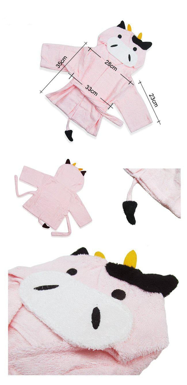 Baby Hooded Bathrobe - Terry Towel - Cow - Just Kidding