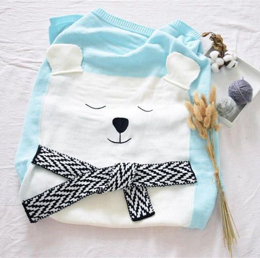 Soft Knitted Cute Bear Baby Kids Blanket - Just Kidding Store