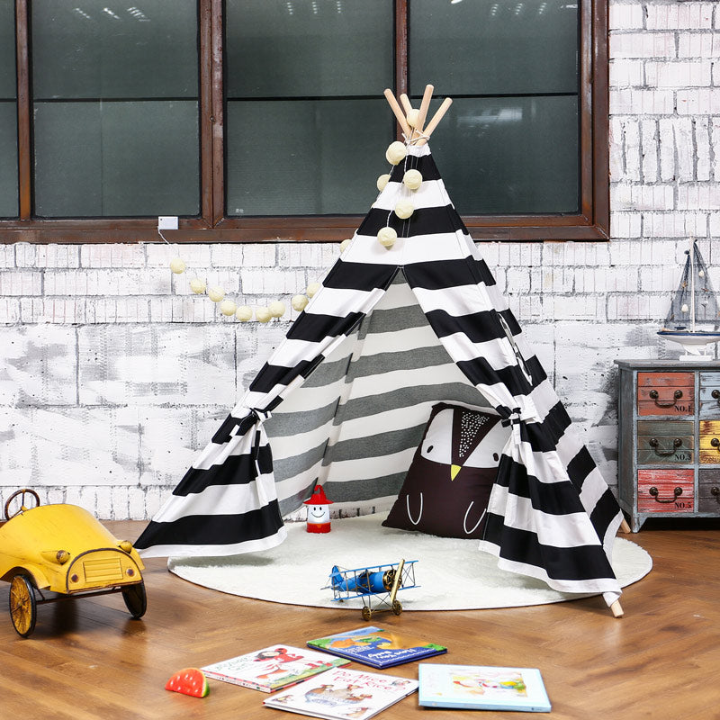 Black and White Striped Teepee - Kids Play Tent - Just Kidding Store