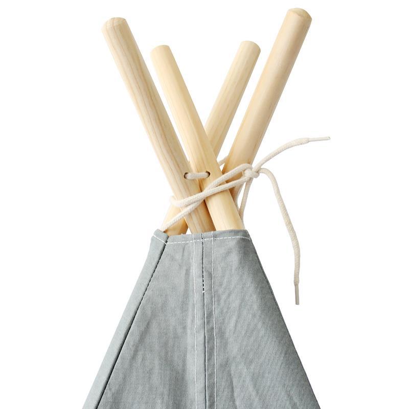 Grey Stripe Kids Teepee with Mat - Children Tipi Playhouse