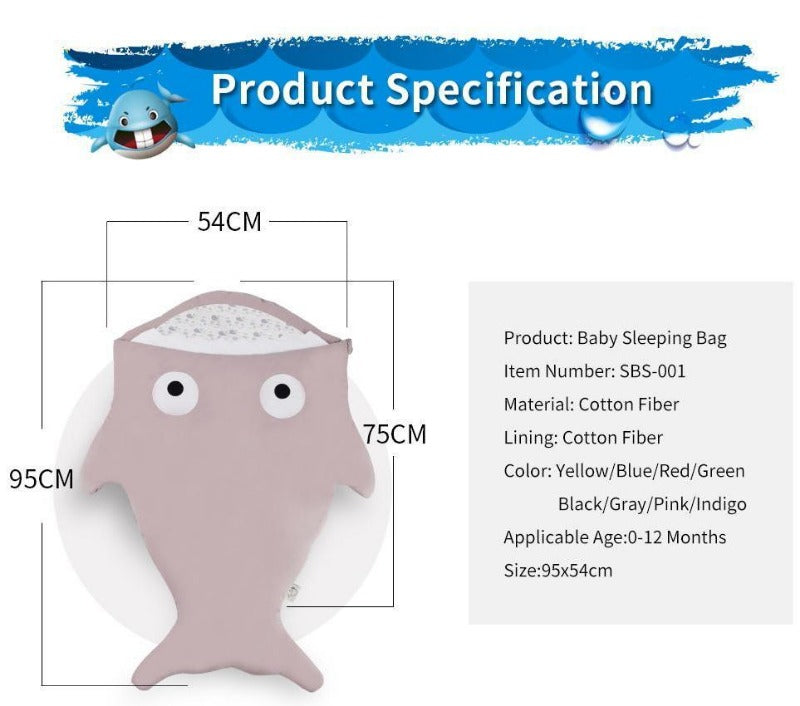 Baby Shark Sleeping Bag - Cotton Stroller Sack
