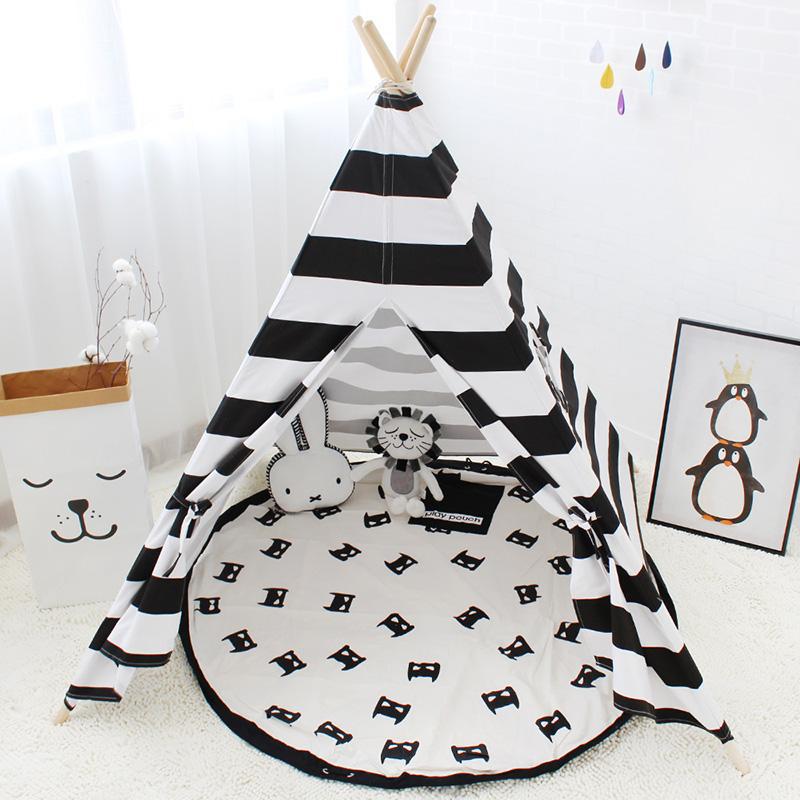 Black and White Striped Teepee - Kids Play Tent - Just Kidding Store