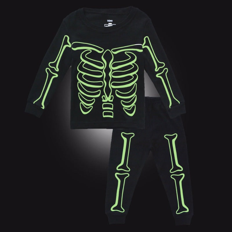 Luminous Skull Printed Kids Pajama Set - Just Kidding Store