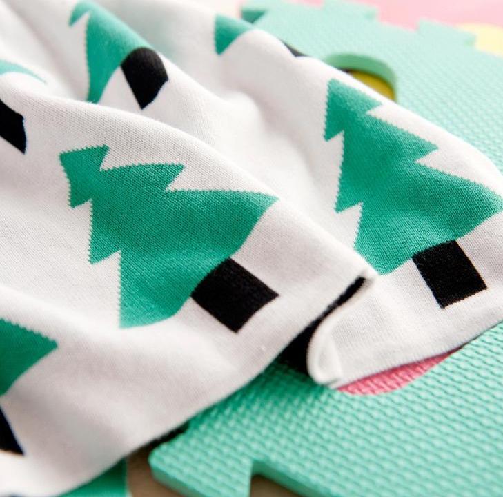 Pine Tree Cotton Baby and Kids Knitted Blanket - Just Kidding Store