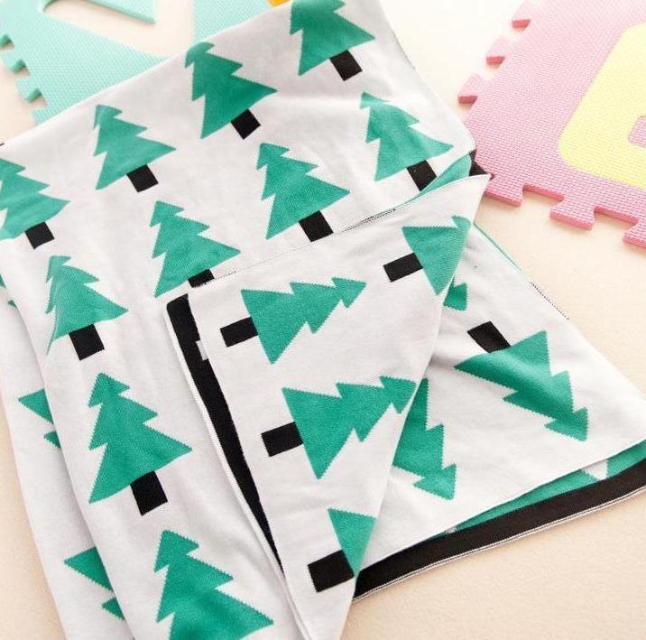 Pine Tree Cotton Baby and Kids Knitted Blanket - Just Kidding Store
