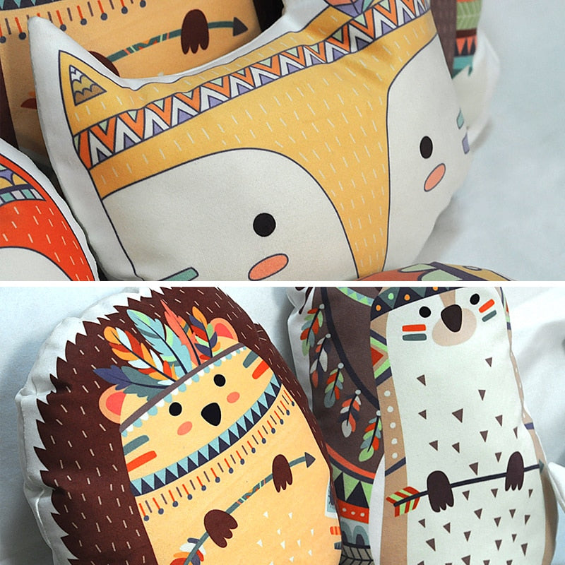 Woodland Animal Kids Cushions - Tribal Pillows - Just Kidding Store