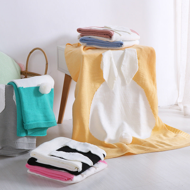 Soft Knitted Cute Rabbit Baby Kids Blanket - Bunny Ears Blanket - Just Kidding Store